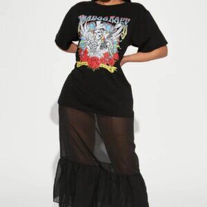 Rock On Maxi T-Shirt Dress - Black/combo